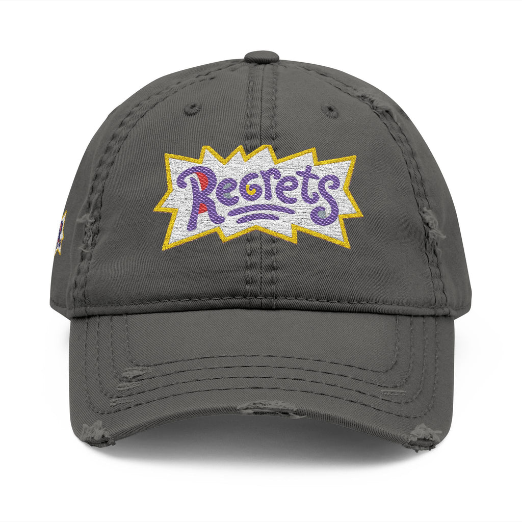 Gorra de papá 'Regrets' bordada desgastada - Gorra de streetwear vintage