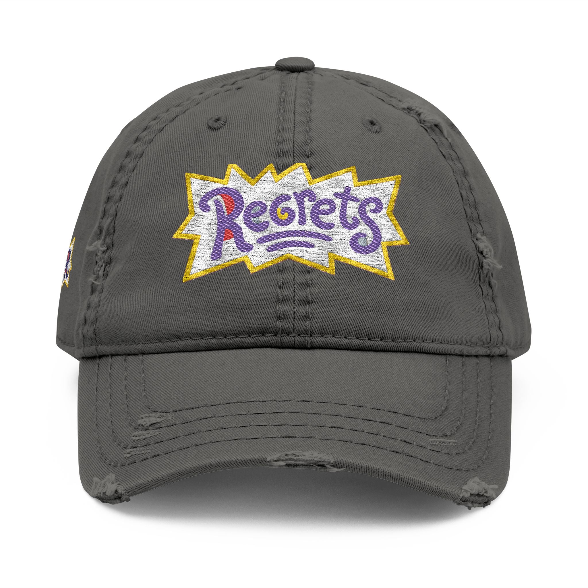 Gorra de papá 'Regrets' bordada desgastada - Gorra de streetwear vintage