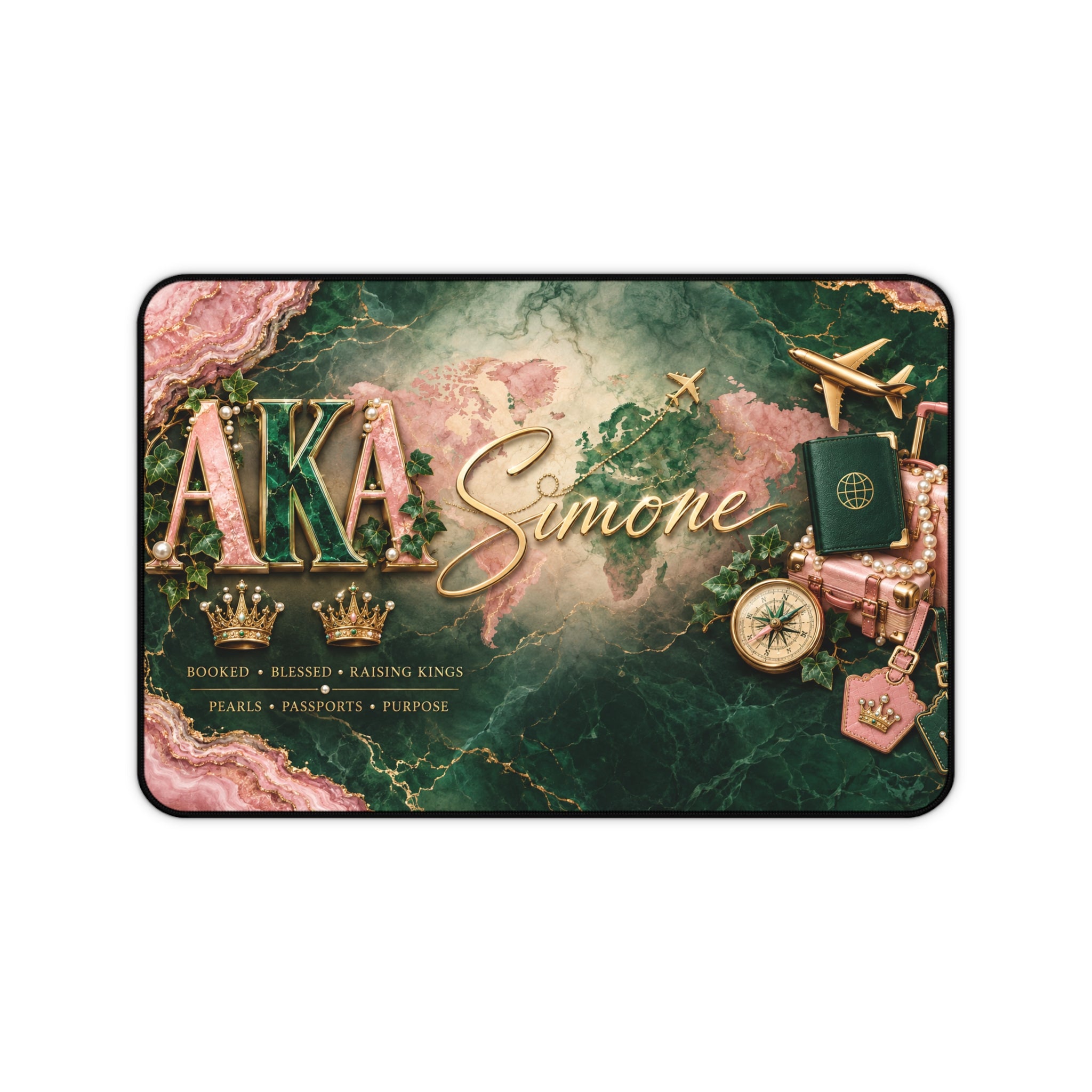AKA Simone Marble Desk Mat — Personalized Travel & Elegance Mouse Pad