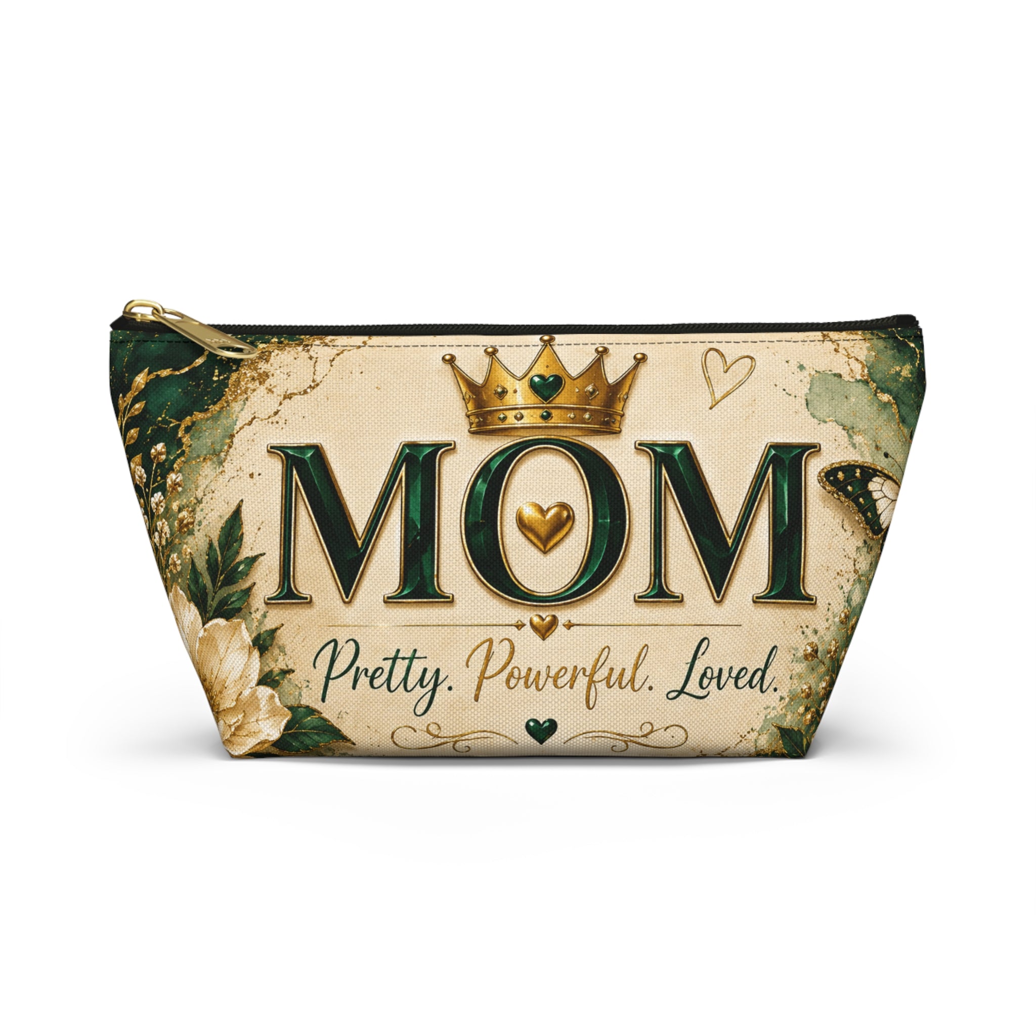 Mom Accessory Pouch — "Pretty. Powerful. Loved." Cosmetic Bag
