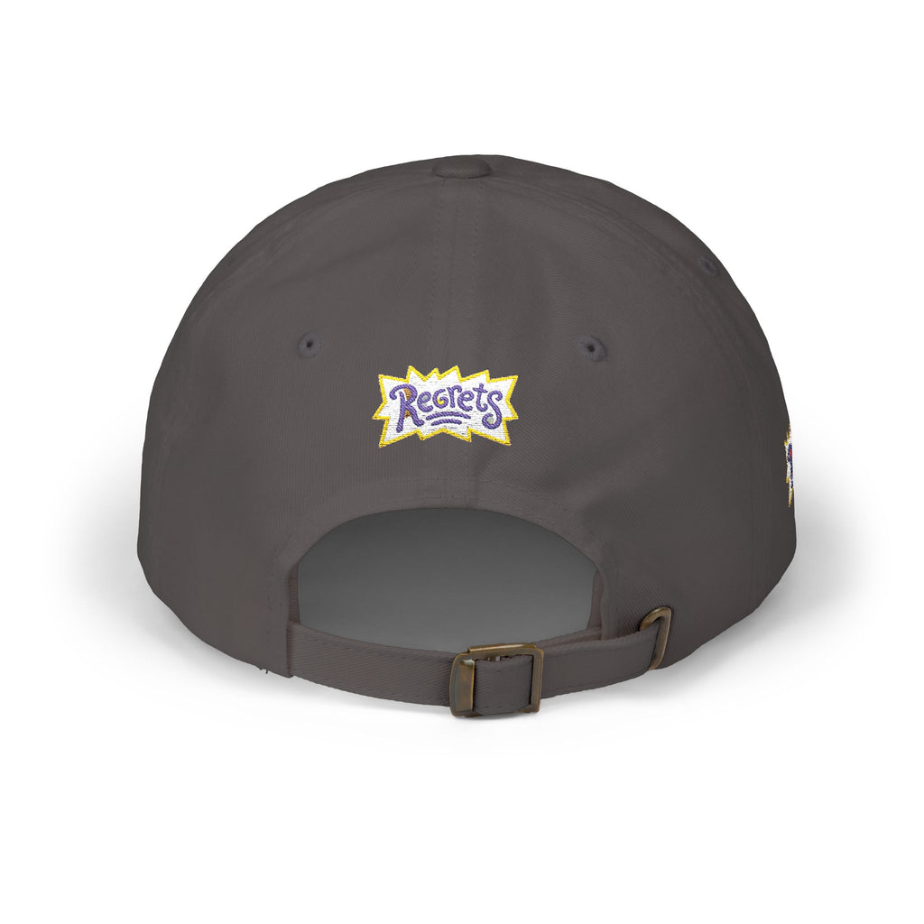 Regrets Embroidered Dad Cap - Retro Funky White Baseball Hat
