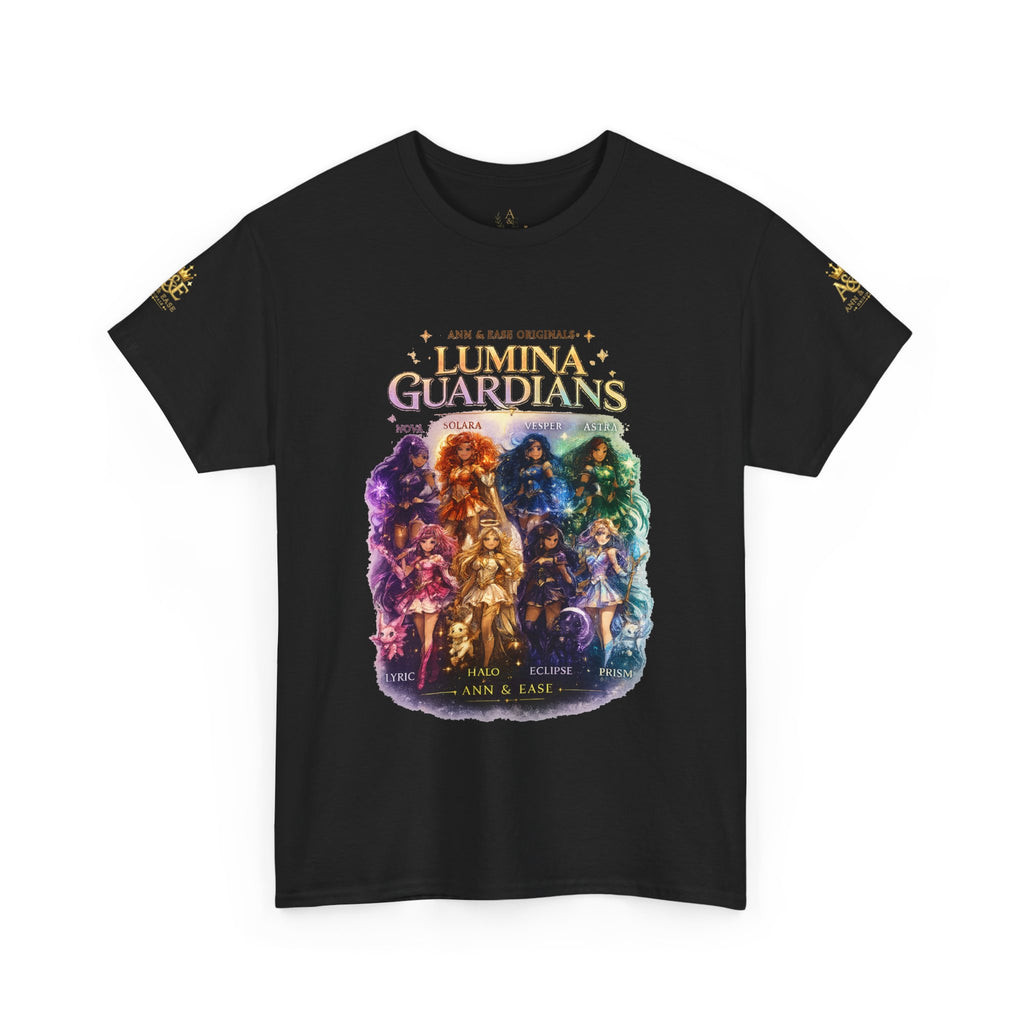 Camiseta gráfica Lumina Guardians — Camiseta con diseño de póster de personaje de fantasía a todo color