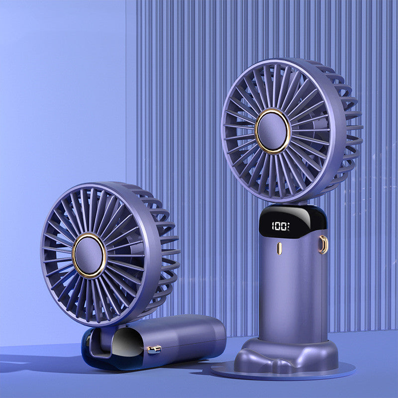 3-in-1 Mini Fan — LED Display, 5 Speeds, Neck/Desk/Handheld