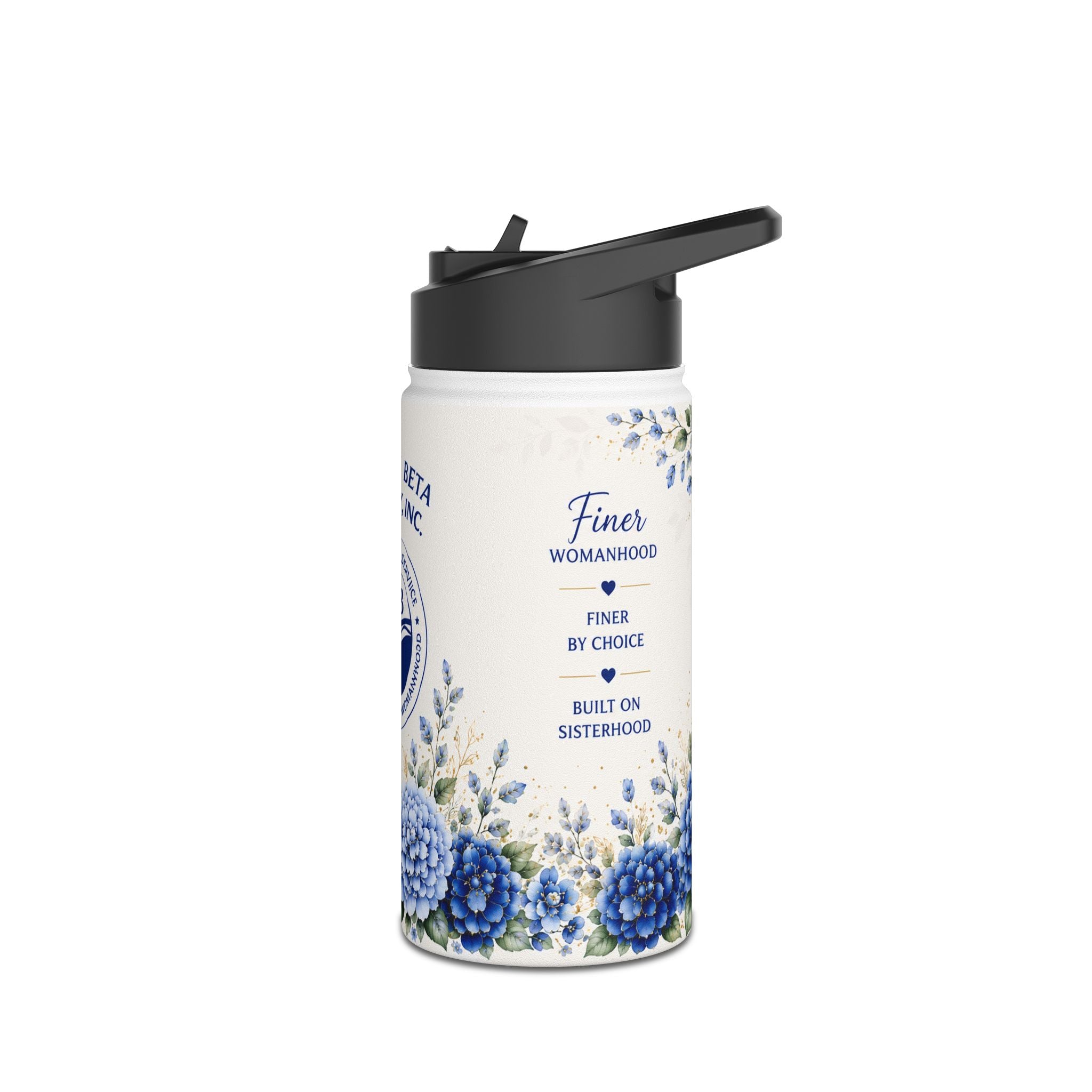 Zeta Phi Beta Floral Stainless Steel Water Bottle — Sorority Logo Hydration Bottle