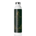 Botella de agua delgada con monograma — Botella personalizada elegante verde y dorada