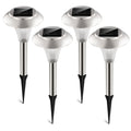 4 paquetes de luces solares para jardín, impermeables IP44 para exteriores, luces solares que cambian de color para caminos, lámparas de paisaje de 10 horas de iluminación para césped, patio, entrada, pasillo