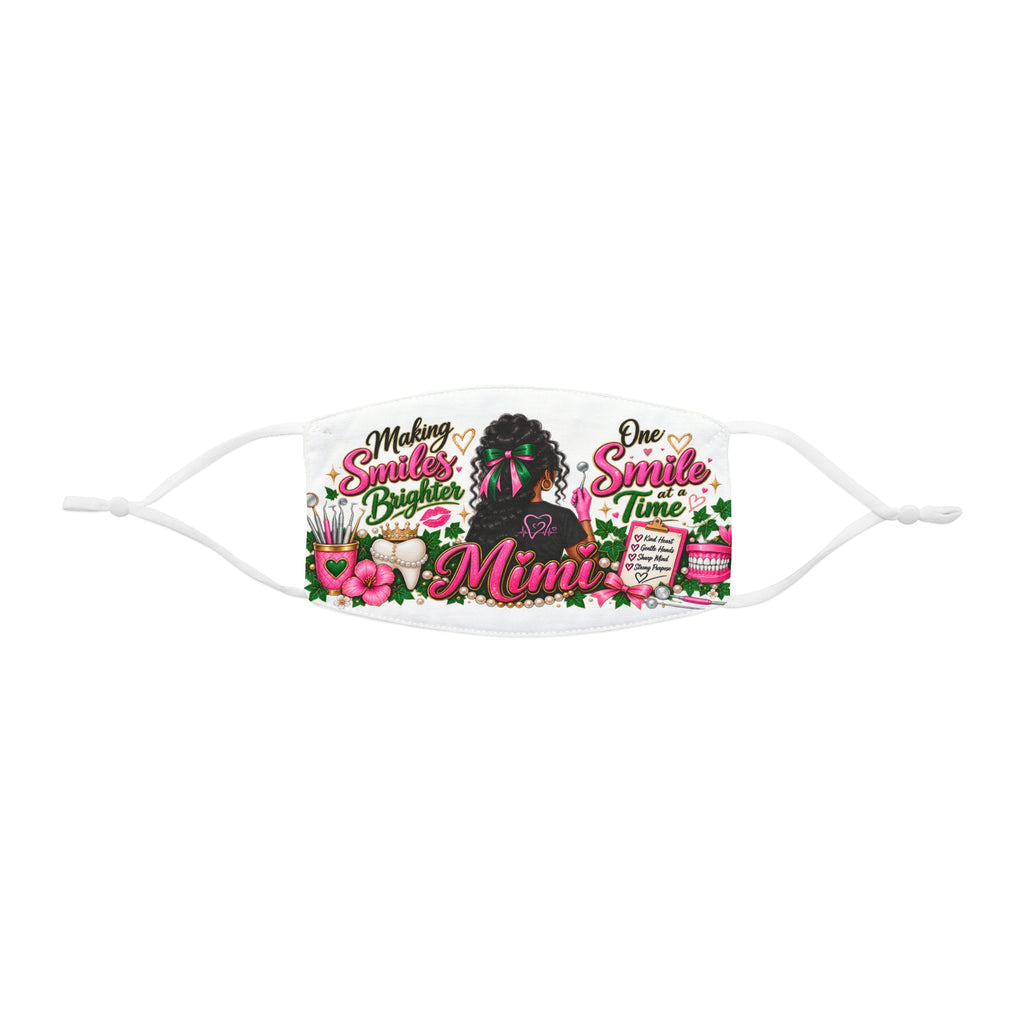 Mimi Floral Smile Polyester Face Mask — Adjustable Snug-Fit
