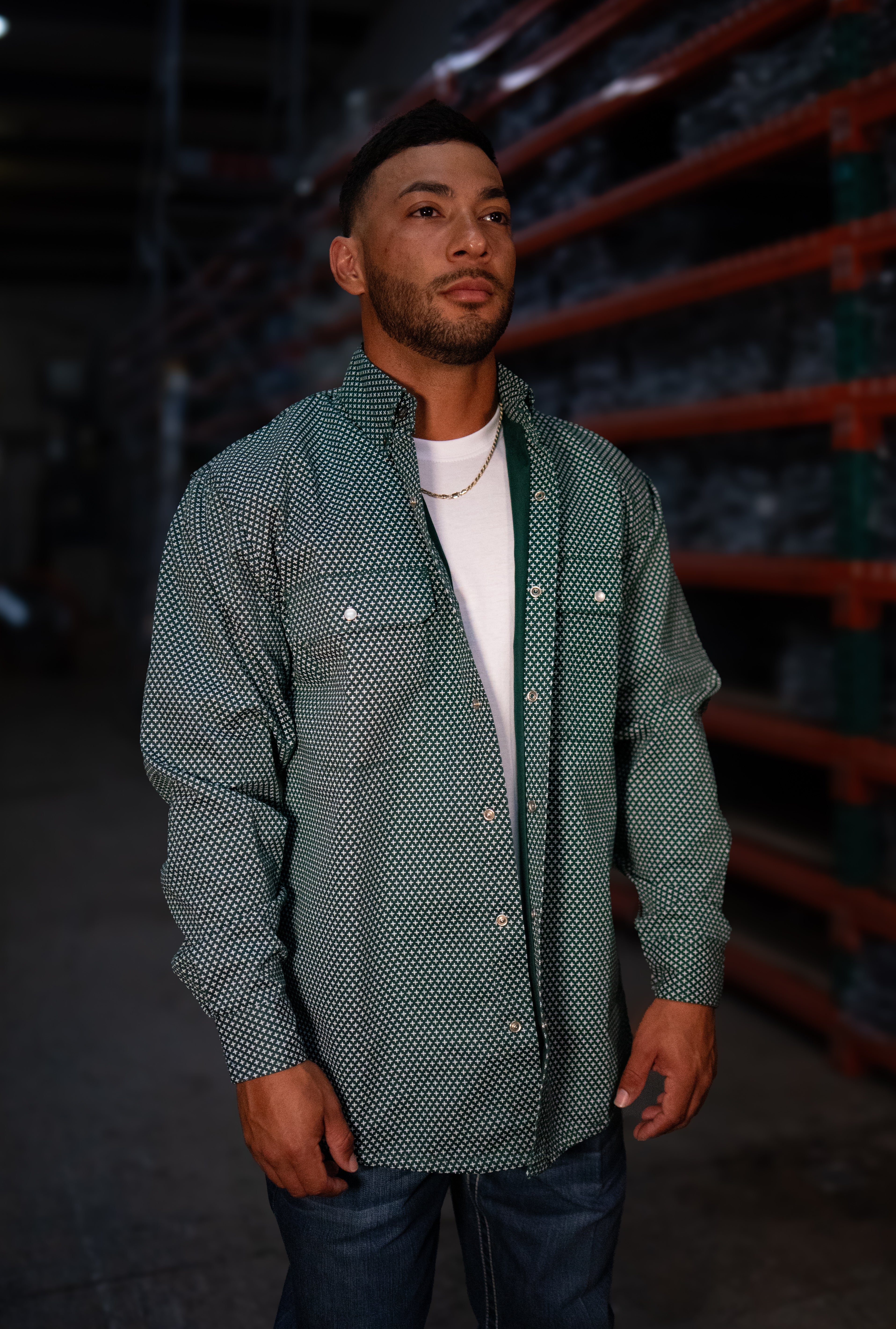 Camisa de trabajo con botones a presión FR - Verde Gunner