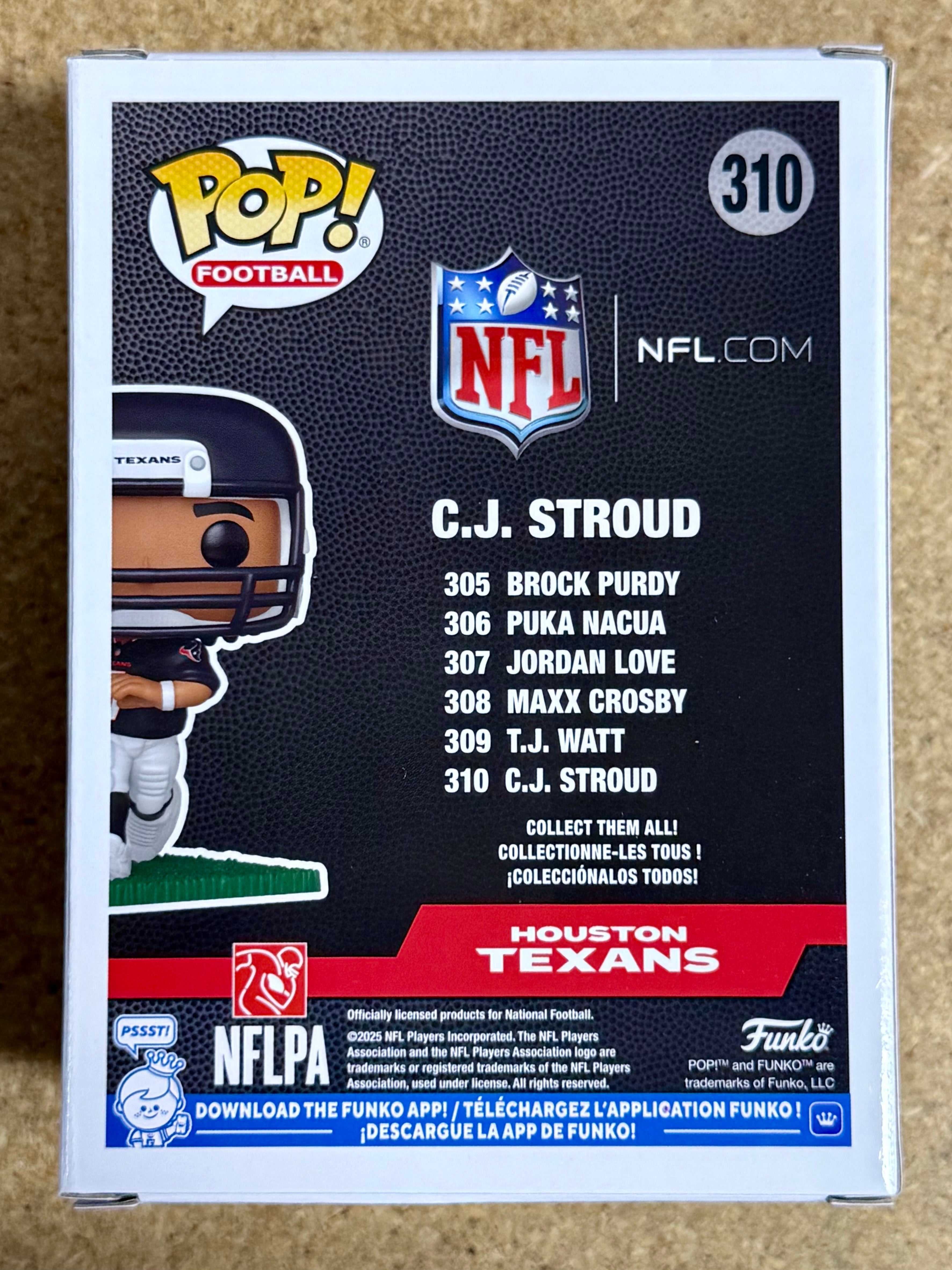 ¡Funko Pop! Fútbol C.J. Stroud #310 NFL Houston Texans Novato del Año 2023
