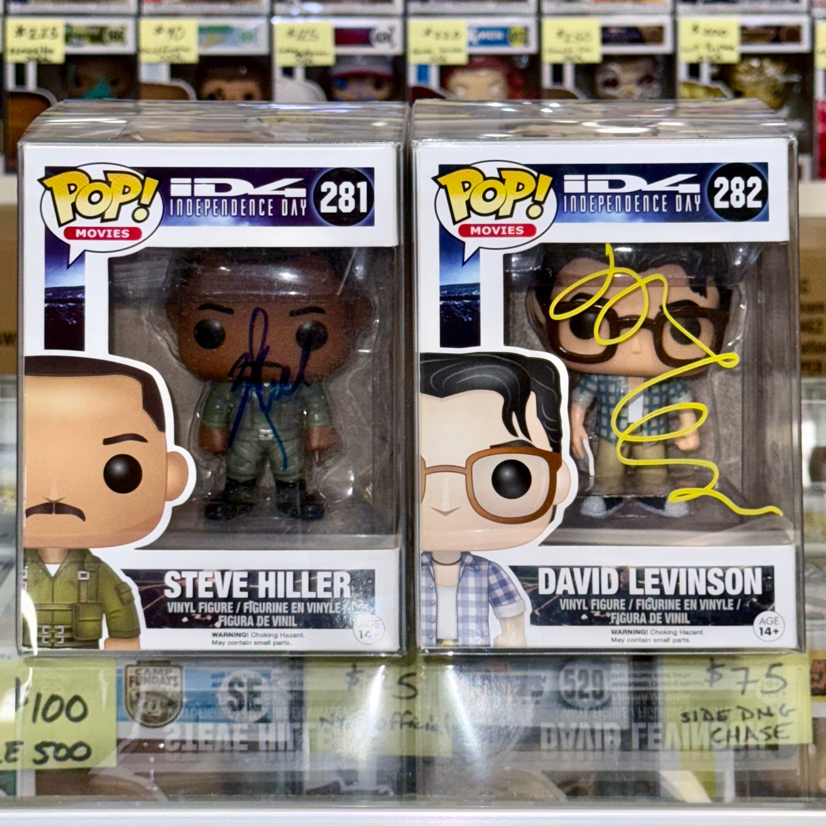 Will Smith (Steve Hiller) & Jeff Goldblum (David Levinson) Funko Pop! de Independence Day Autografiado! Juego de 2 con COA de JSA y PSA