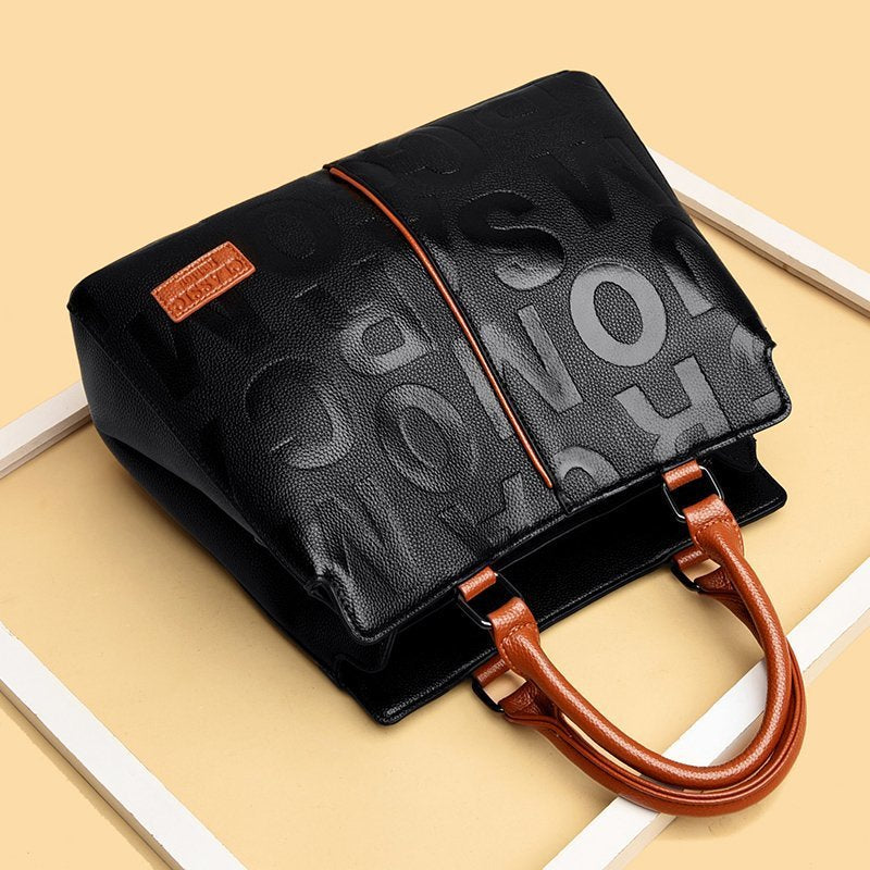 Bolso de hombro con estampado de monograma, color llamativo con gran capacidad, bolso de mano casual para damas y niñas, bolsos de lujo de alta calidad para mujeres