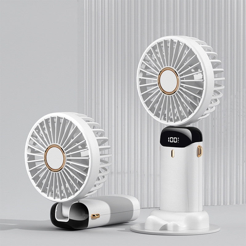 3-in-1 Mini Fan — LED Display, 5 Speeds, Neck/Desk/Handheld