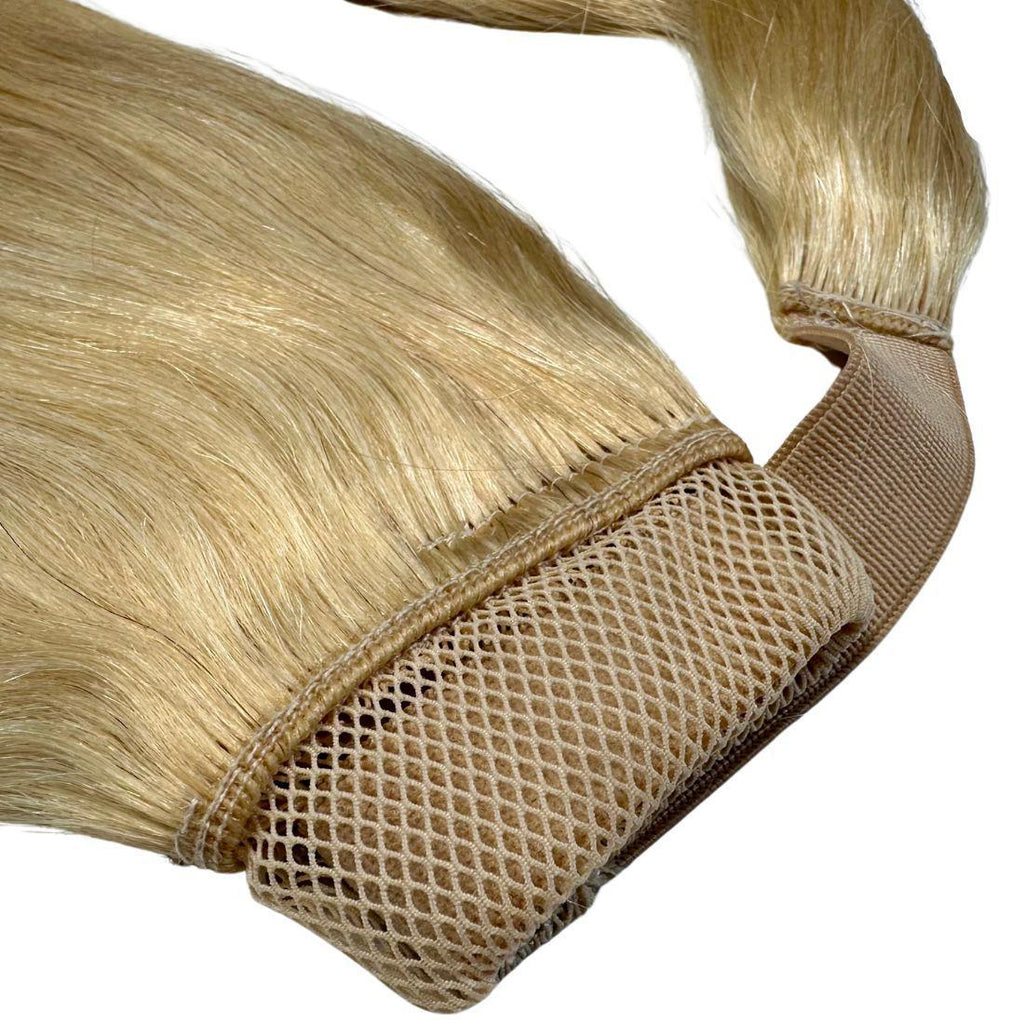 Extensión de coleta de cabello humano 100% rubio platino