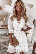 Women’s V Neck Spliced Chiffon Loose Casual Dress