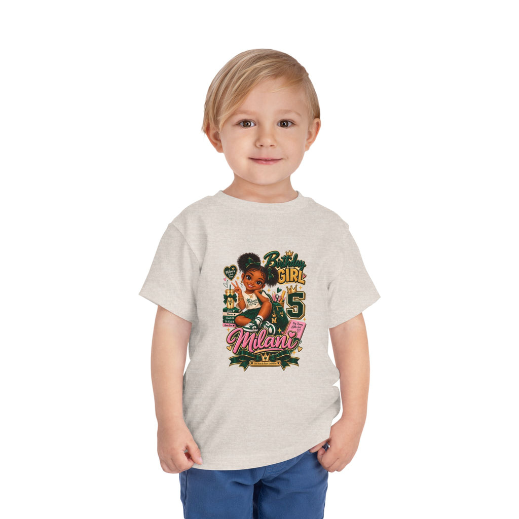 Toddler Tee — 'Milani's 5th Birthday' Cute Girl Graphic Shirt