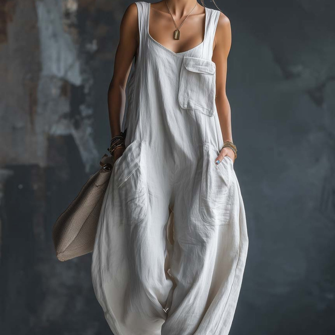 Women’s Casual Versatile Solid Color Loose Jumpsuit