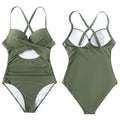 Traje de baño de una pieza para mujer, ropa de playa, control de abdomen, con aberturas, cintura alta, estilo cruzado