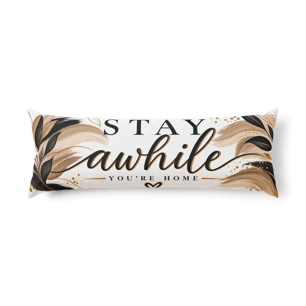 Stay Awhile Body Pillow — Cozy Neutral Home Décor Lumbar Pillow