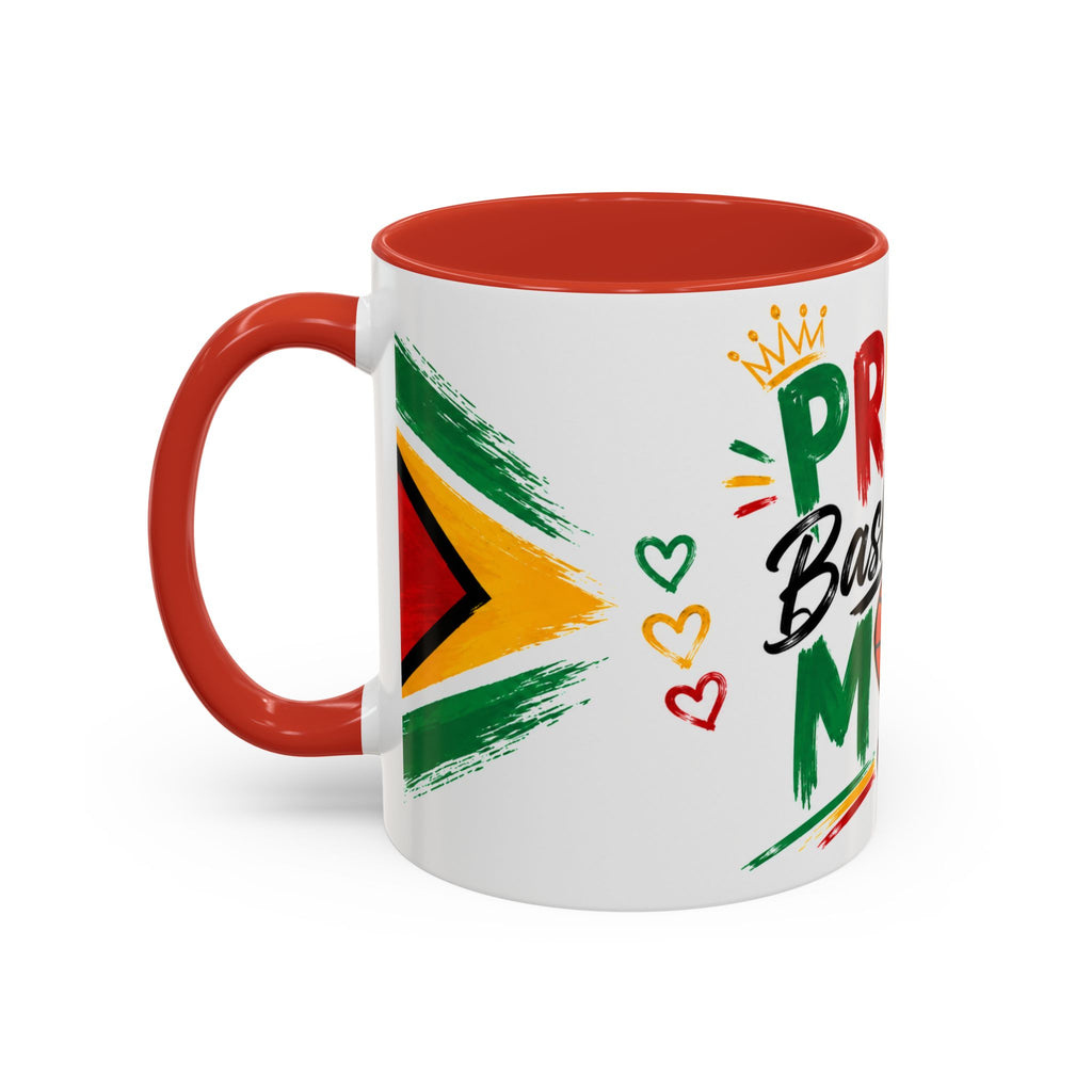 Proud Basketball Mom Accent Coffee Mug – Colorful Heart & Basketball Design (11/15oz)