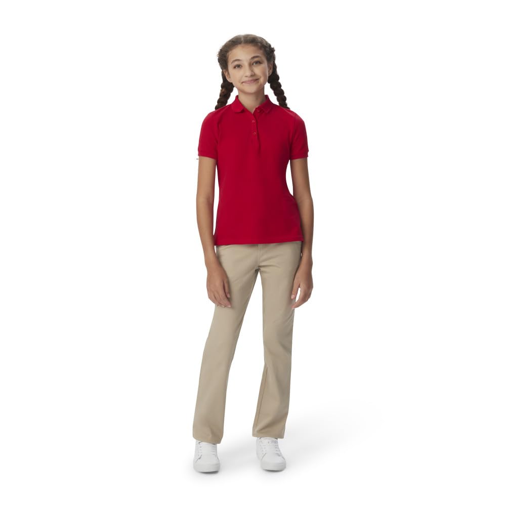 French Toast Girls' Straight Fit Stretch Twill Pant | Adjustable waist, Reinforced knees, Offerend in Standard & Plus sizes, Straight leg school uniform pant