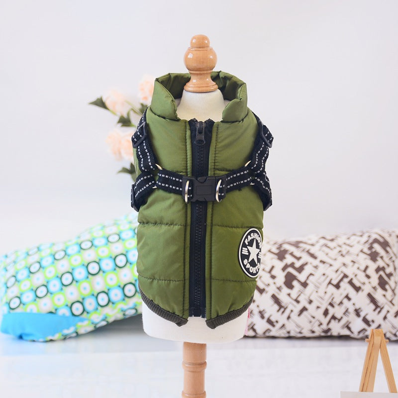 Waterproof Dog Coat with Harness — 7 Colors, Sizes XS–4XL