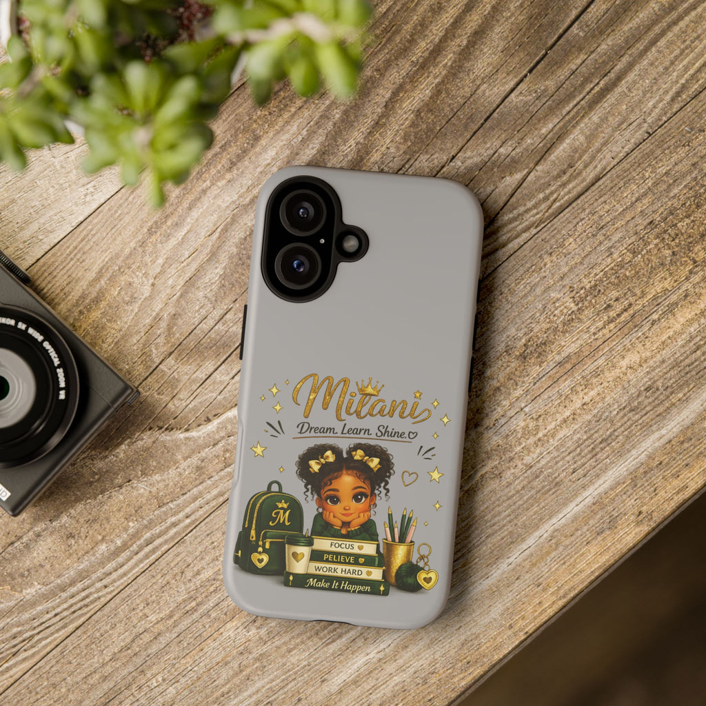 Personalized 'Dream, Learn, Shine' Tough Phone Case — Custom Name Girl Graduate Design