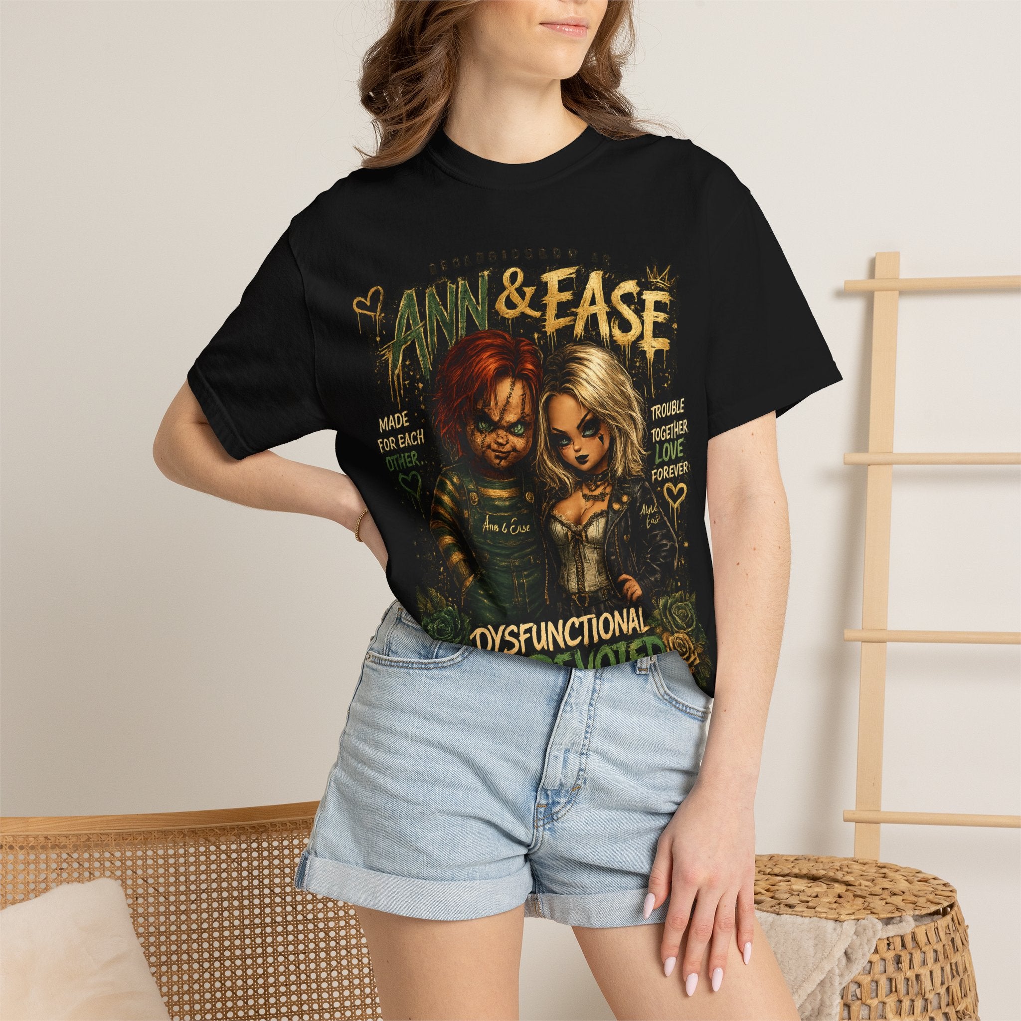 Ann & Ease Camiseta Gráfica "Disfuncional Pero Devota"
