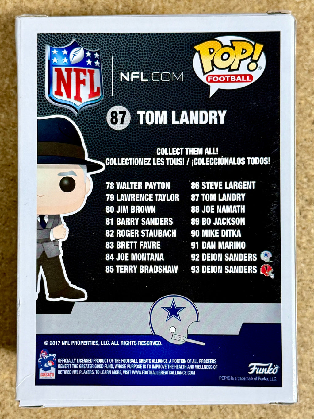 Funko Pop! Fútbol Tom Landry #87 NFL Dallas Cowboys Entrenador 2017 How Bout Them