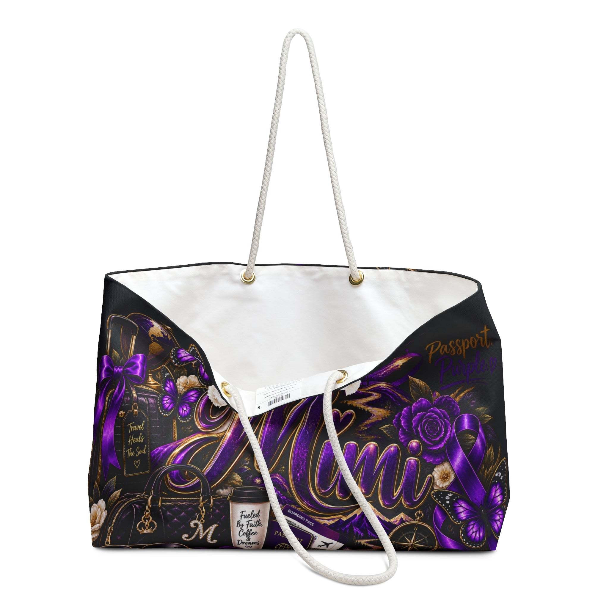 Mimi Travel Weekender Bag — Purple Glam Personalized Overnight Tote