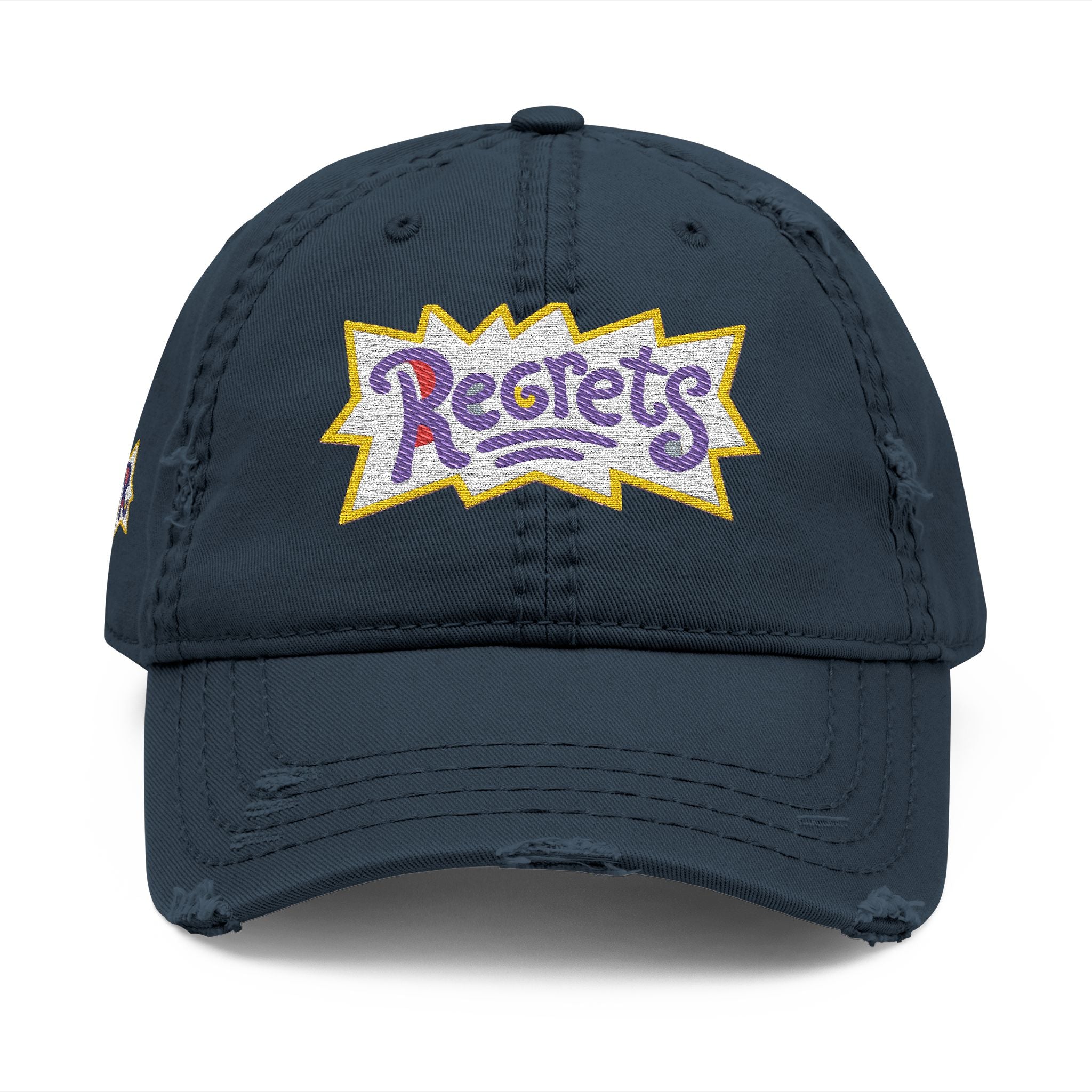 Gorra de papá 'Regrets' bordada desgastada - Gorra de streetwear vintage