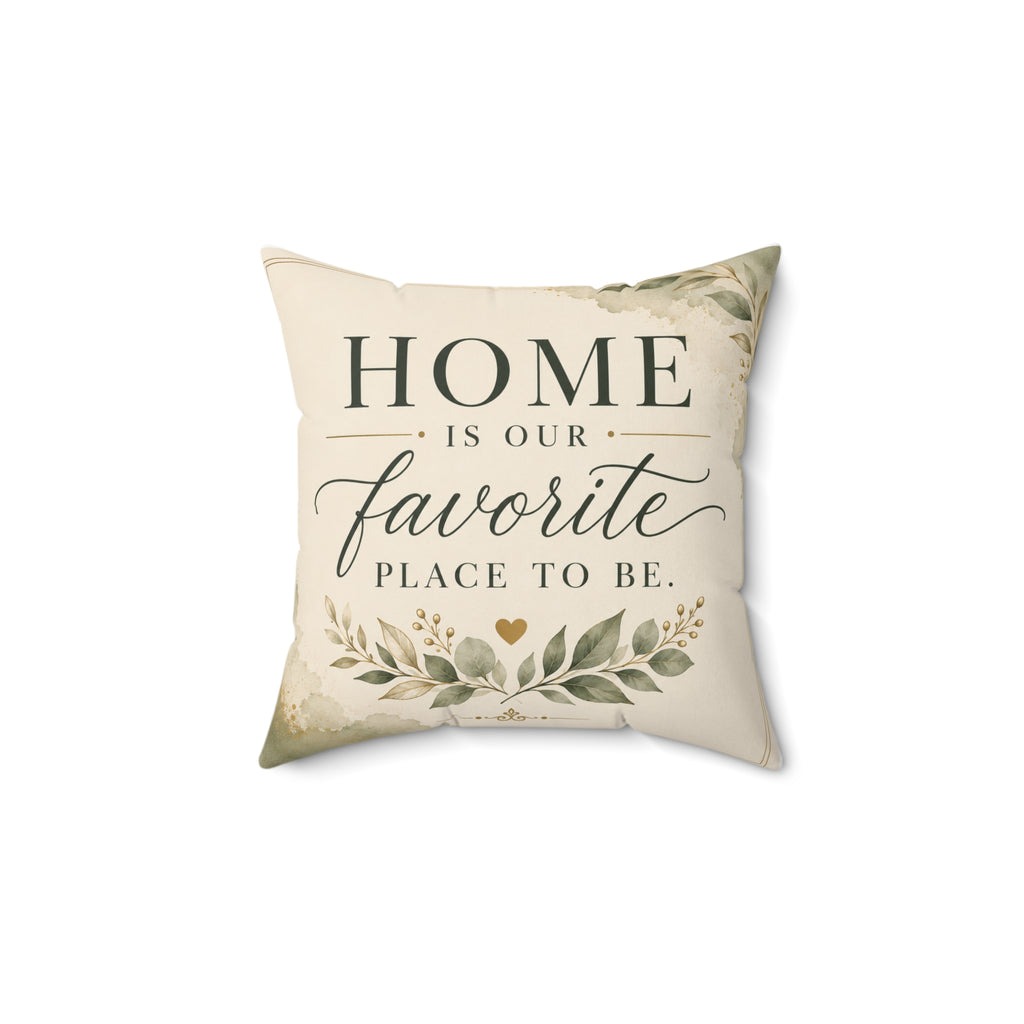 Personalized Monogram Pillow — "Home Is Our Favorite Place" Decorative Throw Pillow