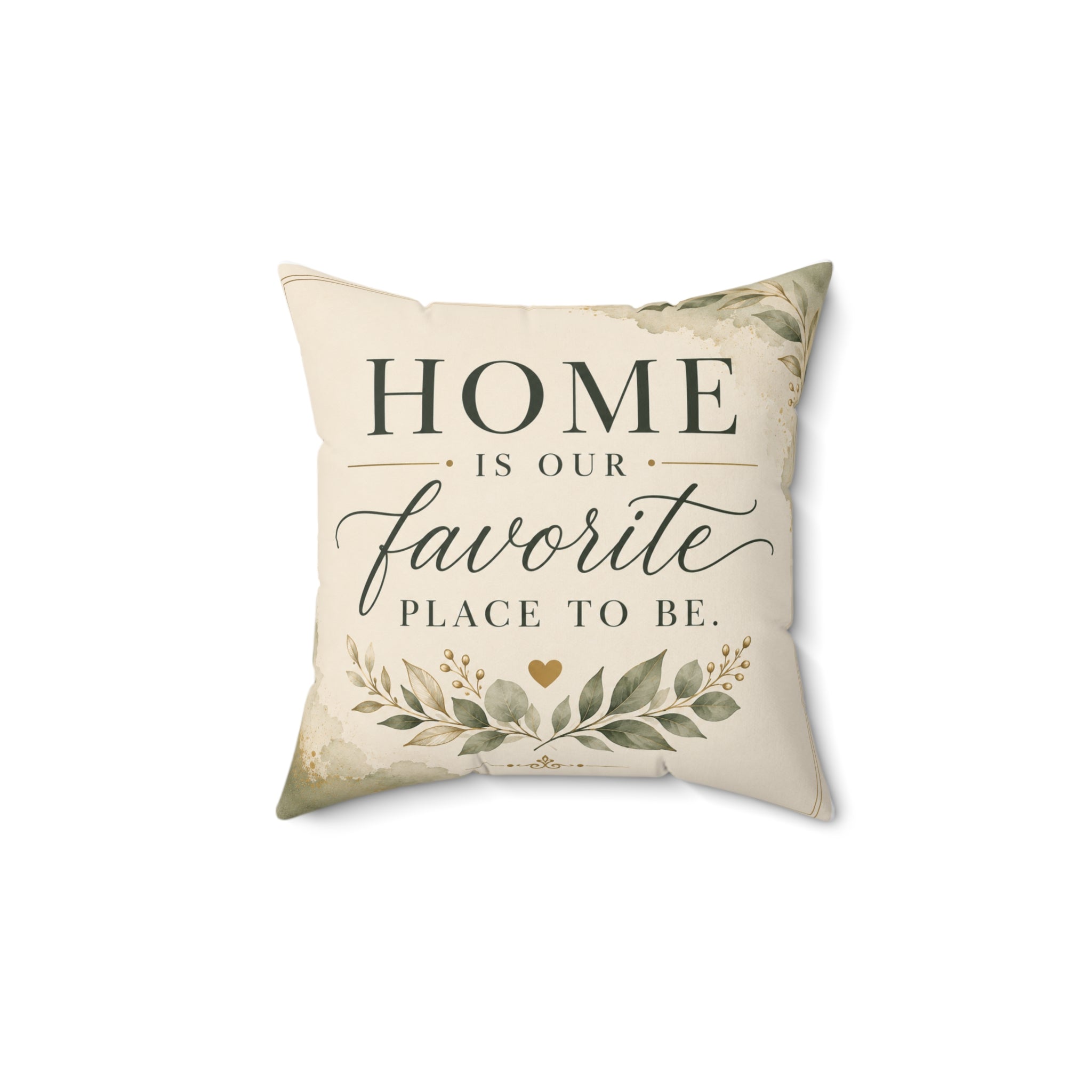 Personalized Monogram Pillow — "Home Is Our Favorite Place" Decorative Throw Pillow