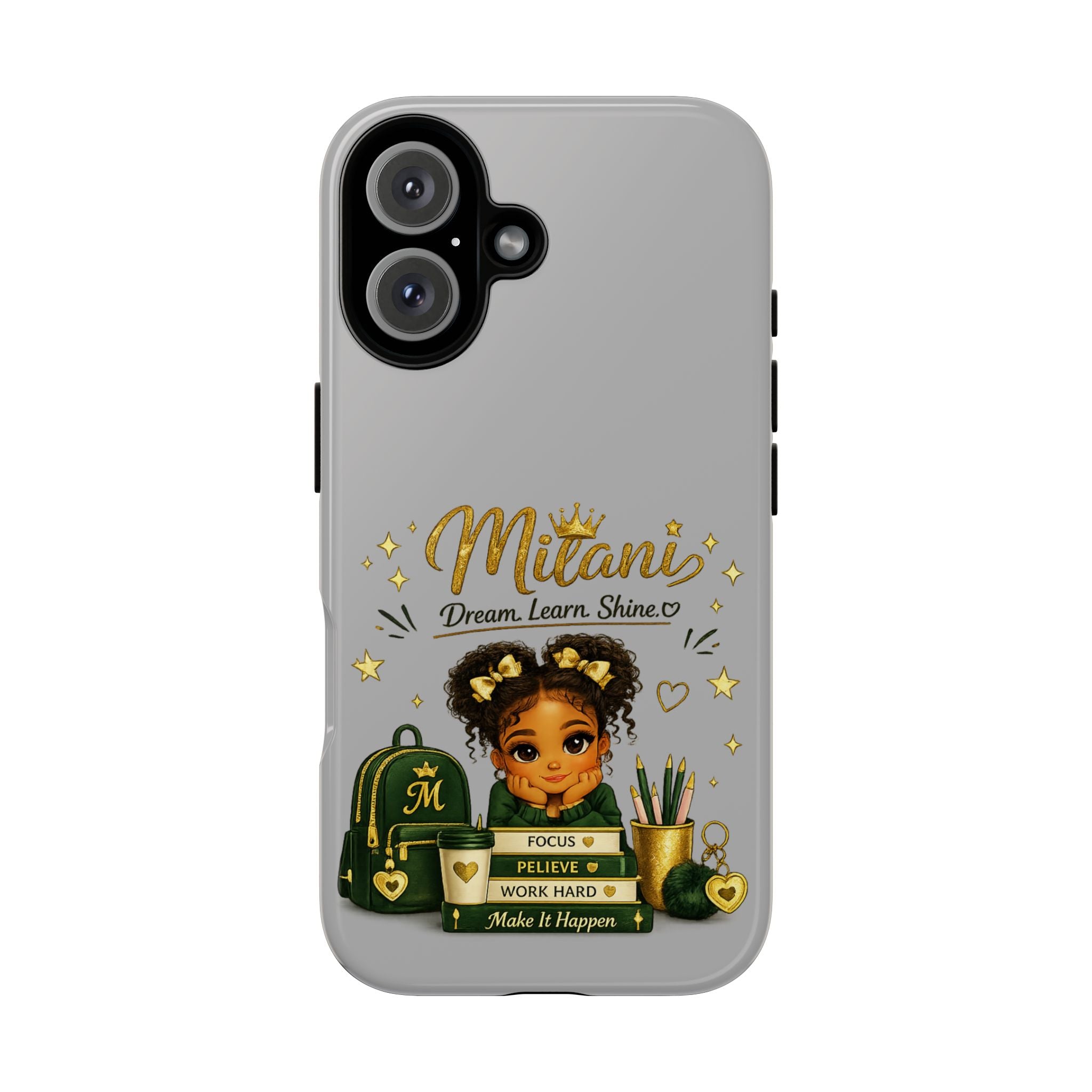Personalized 'Dream, Learn, Shine' Tough Phone Case — Custom Name Girl Graduate Design
