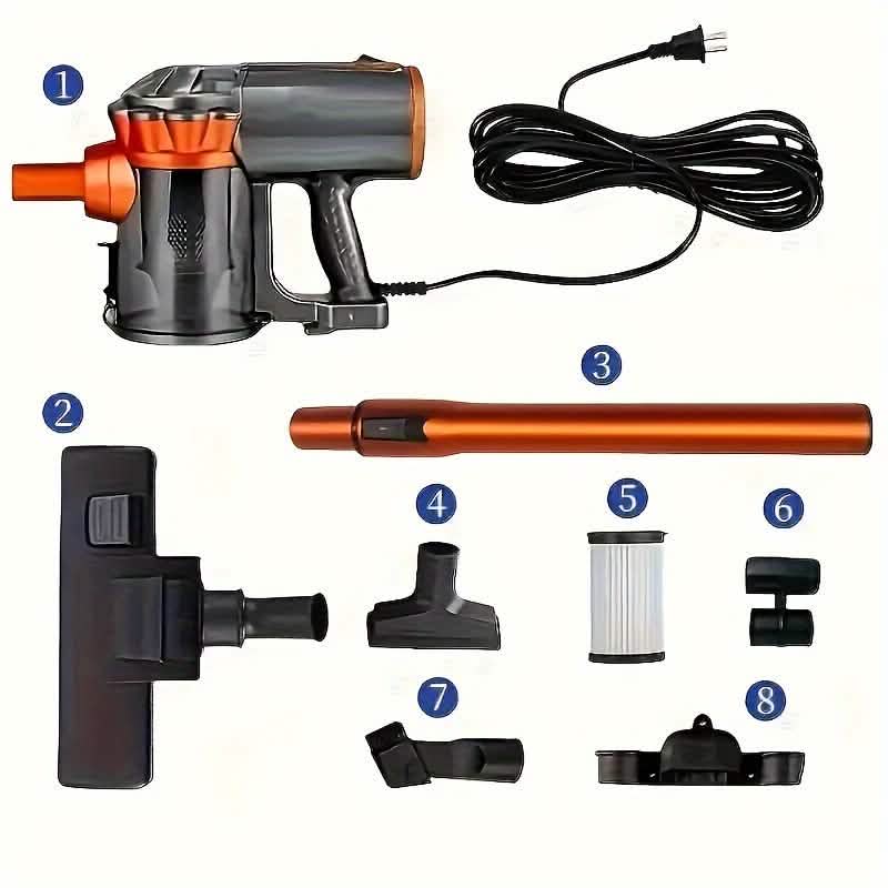 Aspiradora escoba con cable 4 en 1 de 600 W, 18 KPa, ligera, de mano