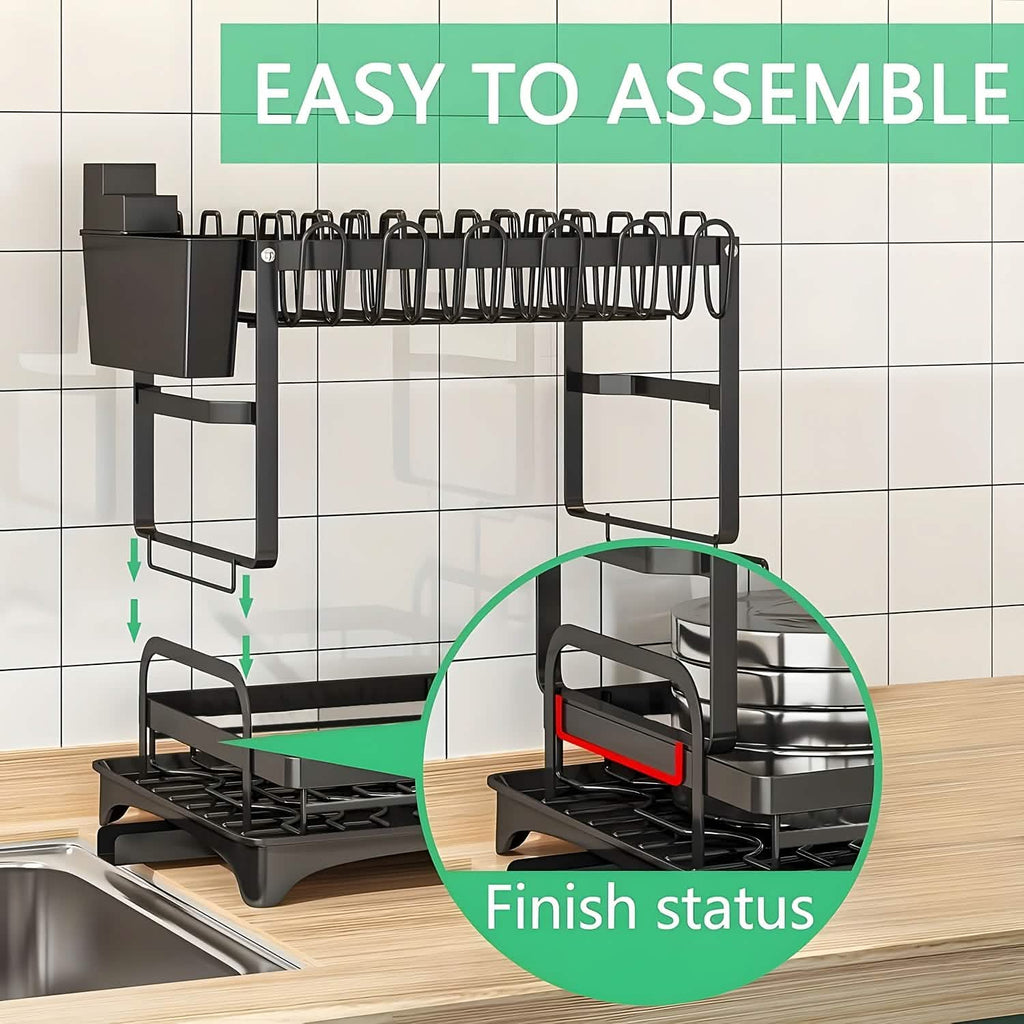 Estante escurreplatos metálico negro – 2 niveles / 3 niveles