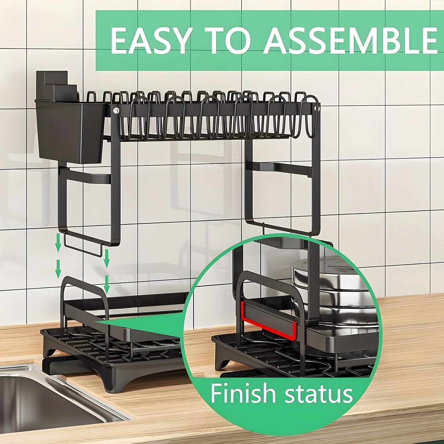 Estante escurreplatos metálico negro – 2 niveles / 3 niveles