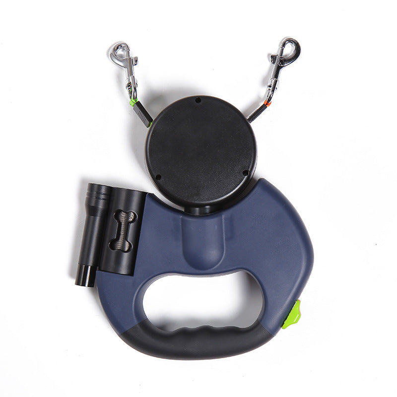 Dual Retractable Dog Leash with LED Flashlight — Walk 2 Dogs
