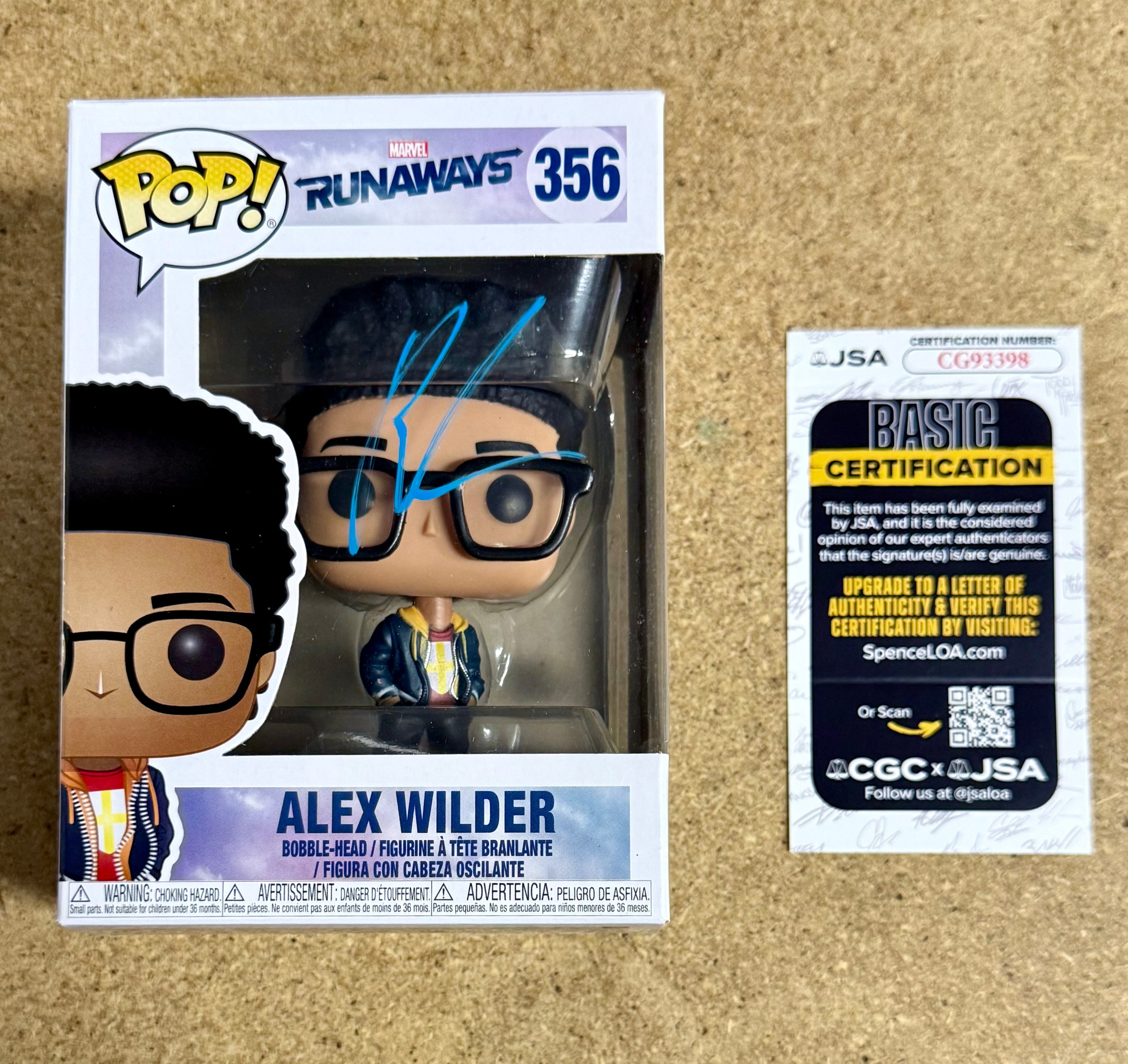 Rhenzy Feliz Autographed Marvel Runaways Alex Wilder Funko Pop! #356 con COA de JSA