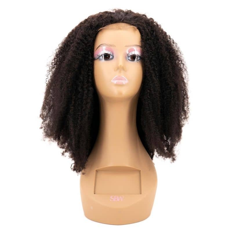 Peluca Afro Kinky Rizada 4x4 de Encaje Transparente 100% Cabello Humano con Cierre