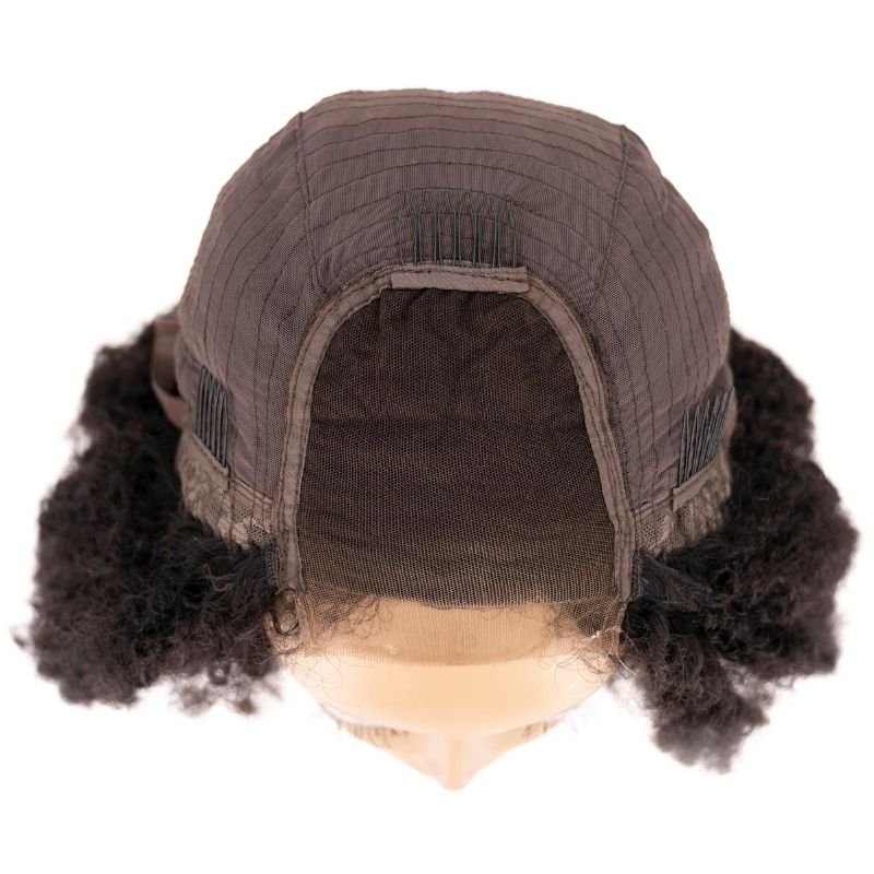 Peluca Afro Kinky Rizada 4x4 de Encaje Transparente 100% Cabello Humano con Cierre