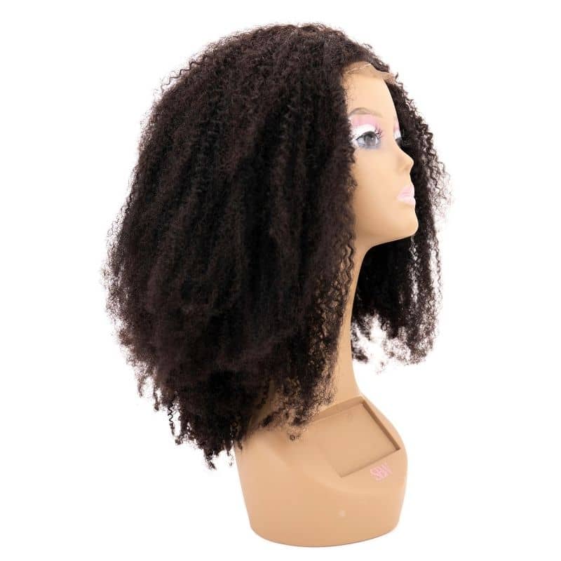 Peluca Afro Kinky Rizada 4x4 de Encaje Transparente 100% Cabello Humano con Cierre