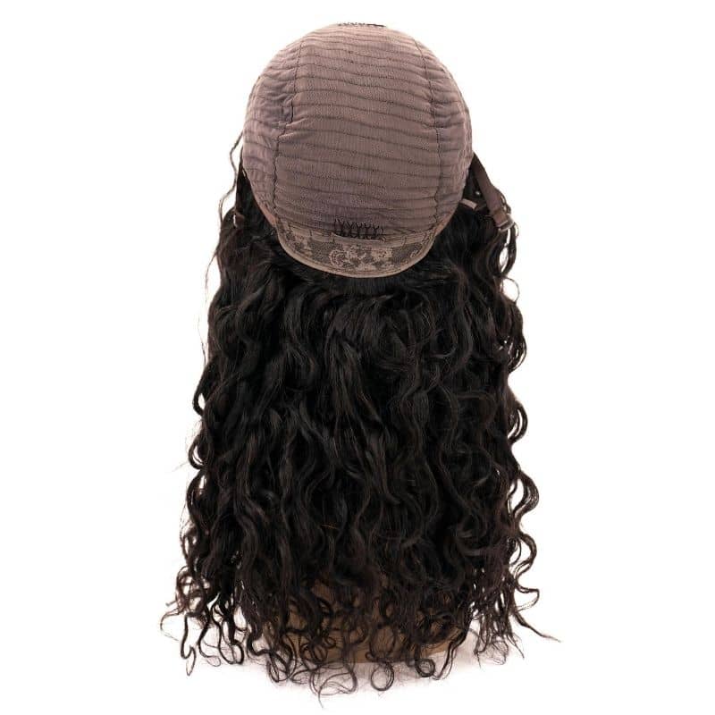 Peluca de cierre con encaje transparente 4x4, cabello 100% humano, con ondas de playa
