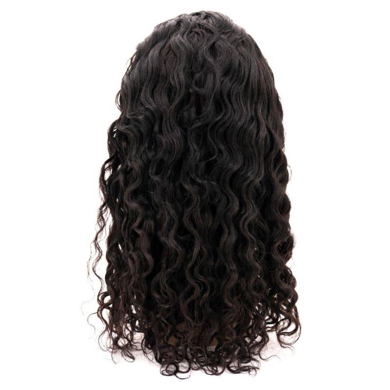 Peluca de cierre con encaje transparente 4x4, cabello 100% humano, con ondas de playa