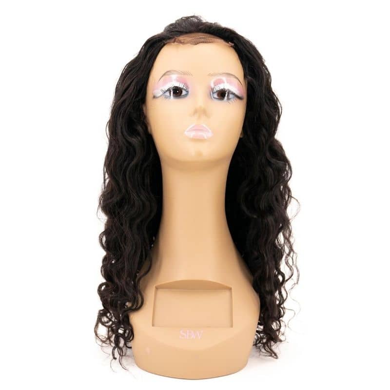 Peluca de cierre con encaje transparente 4x4, cabello 100% humano, con ondas de playa