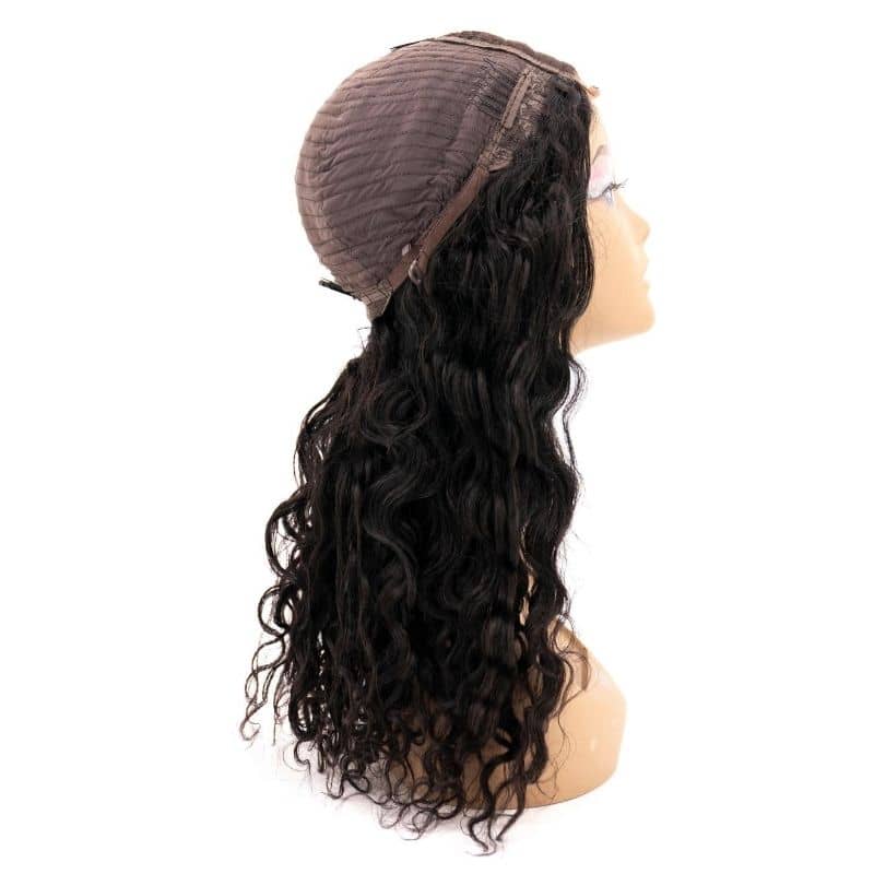 Peluca de cierre con encaje transparente 4x4, cabello 100% humano, con ondas de playa