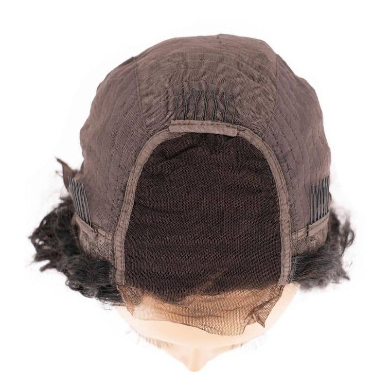 Peluca de cierre con encaje transparente 4x4, cabello 100% humano, con ondas de playa