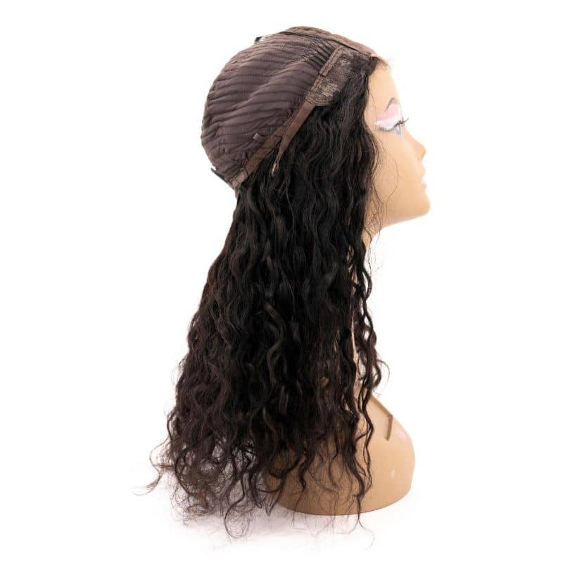 Peluca con Cierre de Cabello Humano 100% con Encaje Transparente 4x4, Rizos Desordenados