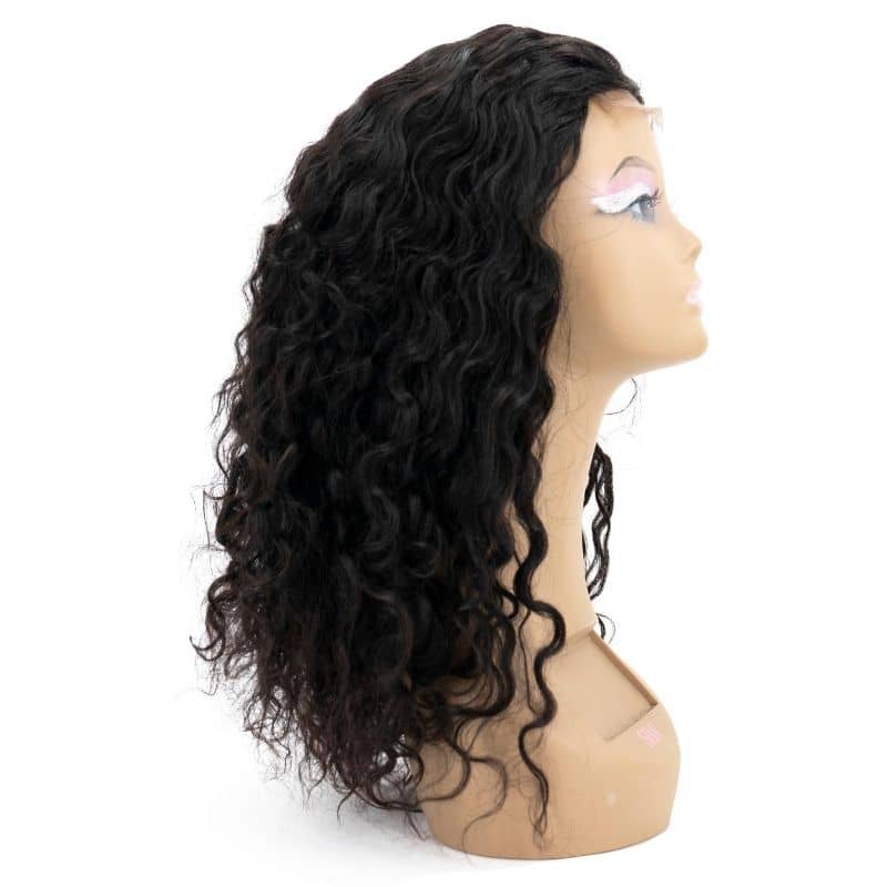 Peluca con Cierre de Cabello Humano 100% con Encaje Transparente 4x4, Rizos Desordenados
