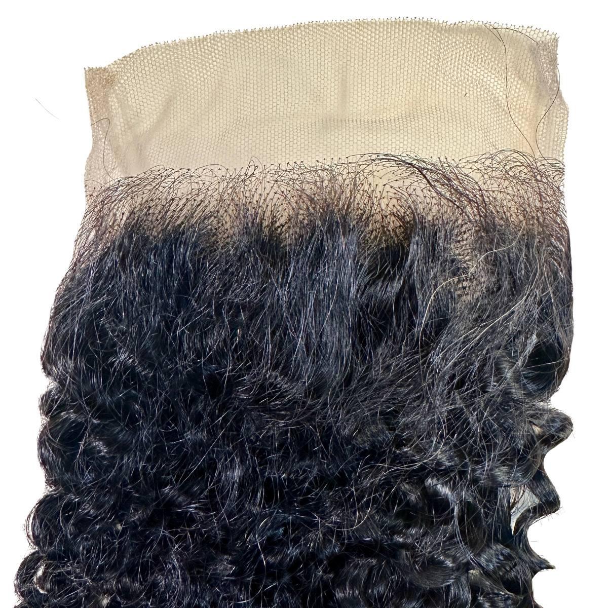 Cierre de cabello humano con encaje transparente 4x4 Kinky Curly