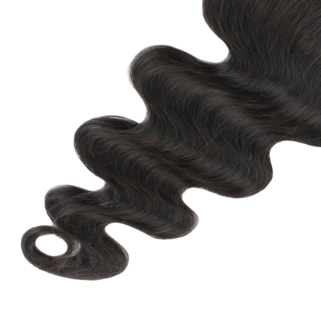 Cierre de cabello humano con encaje transparente 4x4 de onda corporal brasileña